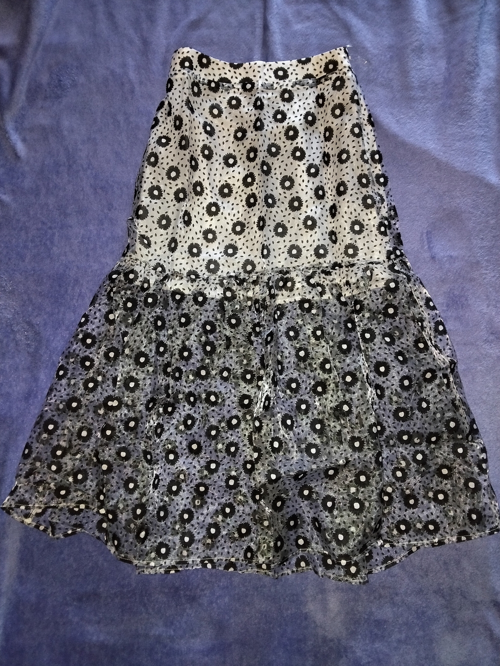 Sans Souci Black and White Floral Tiered Maxi Skirt